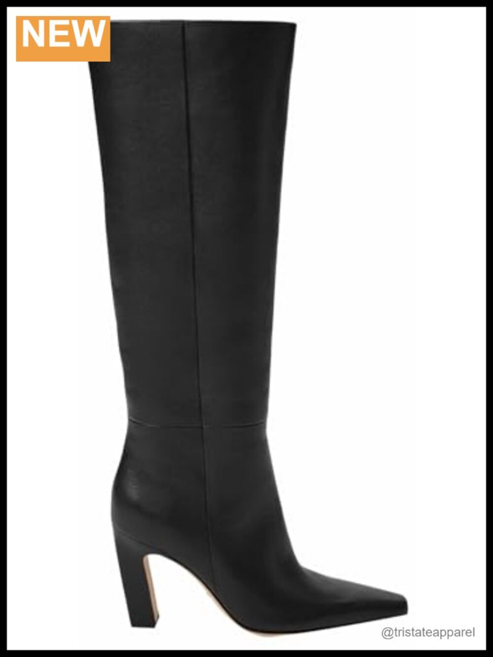 Chic High Heel Tall Boot Snipped Square Toe Luxe Leather